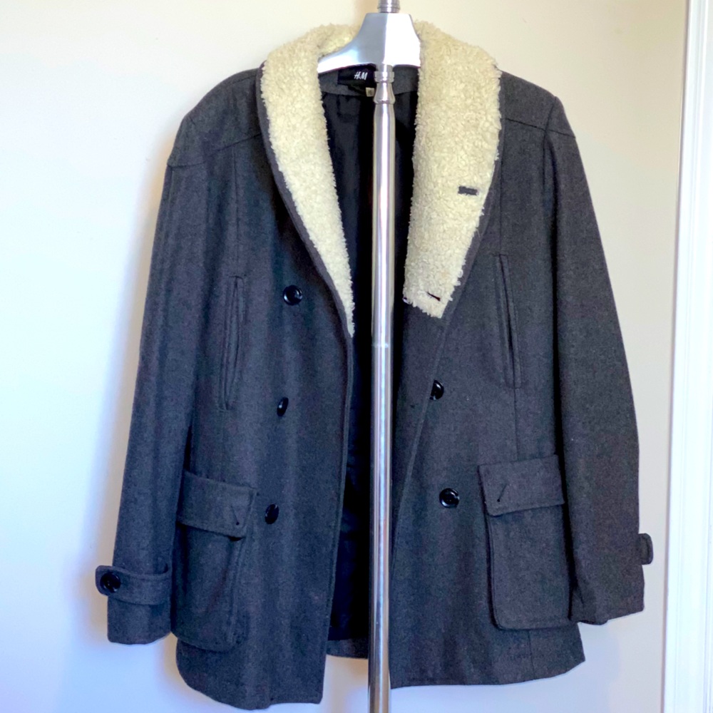 H&M Sheerling Collar Wool Peacoat